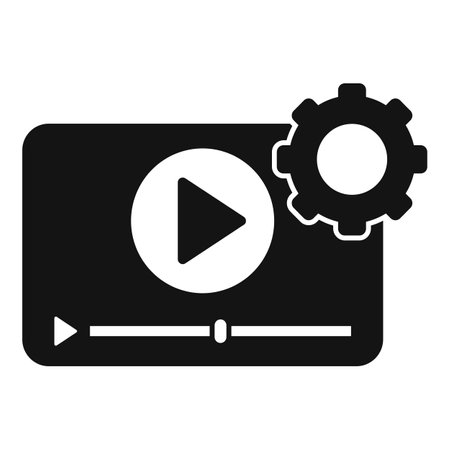 Modern video settings icon concept with black and white scalable vector illustration for multimedia player user interface customization and configuration options on web and digital media platformsのイラスト素材