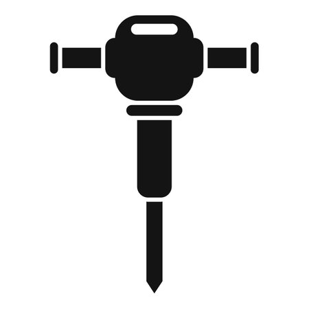 Vector graphic icon of a pneumatic drill in black, perfect for constructionthemed designsのイラスト素材