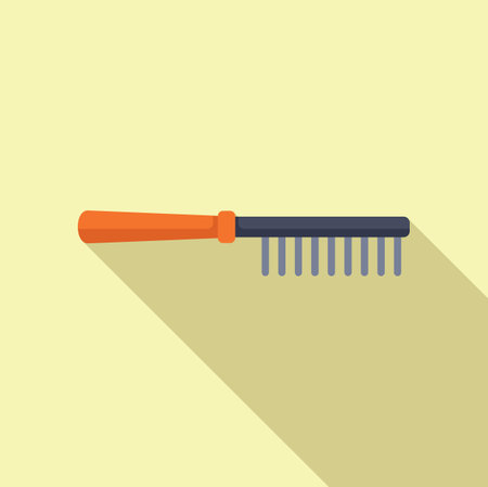 Simple vector graphic of a red handled comb on a pastel yellow backgroundのイラスト素材