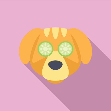 Playful flat design of a dog enjoying a spa day with cucumber slices over eyesのイラスト素材