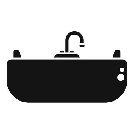 Modern vector illustration of a black and white kitchen sink icon with minimalist design, contemporary style, and functionality for household plumbing fixturesのイラスト素材