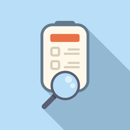 Vector illustration of a clipboard and magnifying glass, symbolizing medical examinationのイラスト素材