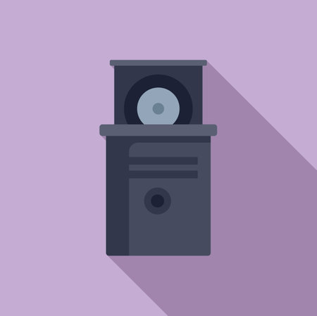 Minimalist, flat design vector graphic of a modern speaker casting a soft shadowのイラスト素材
