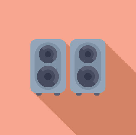 Vector illustration of flat design stereo speakers with a minimalist, modern pink backdropのイラスト素材