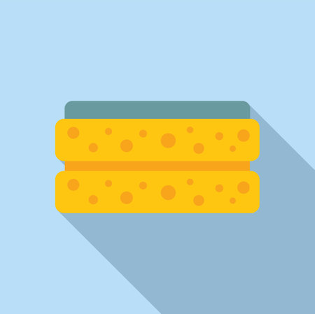 Vector illustration of two yellow cheese blocks with holes in a flat design style on a blue backgroundのイラスト素材