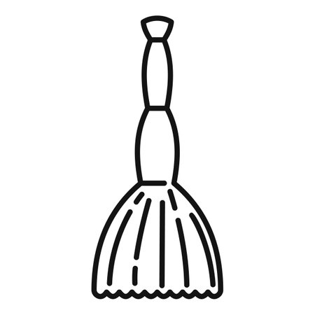 Simple black and white line drawing of a traditional broom, perfect for cleanup concept designsのイラスト素材