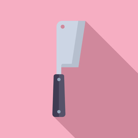Vector illustration of a butchers cleaver with shadow on a pink backgroundのイラスト素材