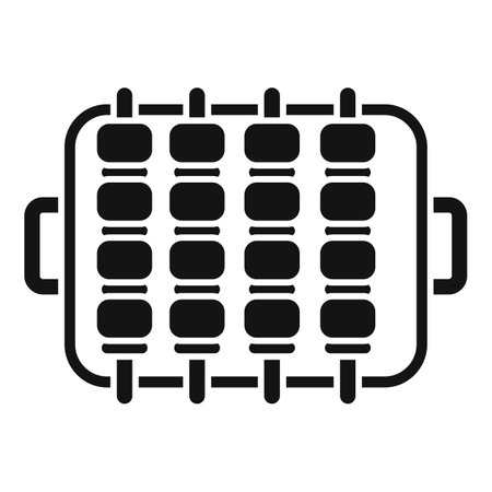 Simplified black and white vector illustration depicting a top view of a barbecue grillのイラスト素材