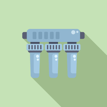 Flat design icon of a home water filtration system, ideal for infographics and environmental contentのイラスト素材