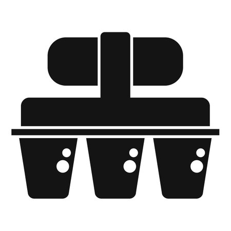 Graphic icon with a stylized coffee press and two espresso cups in silhouette formのイラスト素材