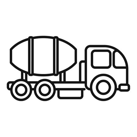 Black and white vector illustration of a concrete mixer truck for construction themesのイラスト素材