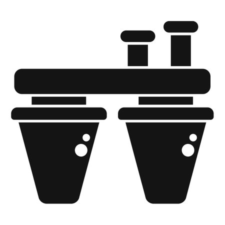 Black and white vector illustration of two inverted filter funnels side by sideのイラスト素材