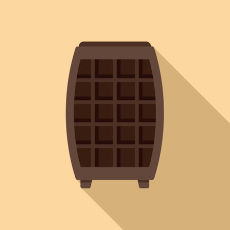 Flat design of a chocolate bar icon with shadows on a beige backgroundのイラスト素材