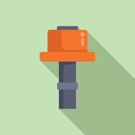 Modern flat design icon featuring a stylized orange sledgehammer with shadow on a green backgroundのイラスト素材