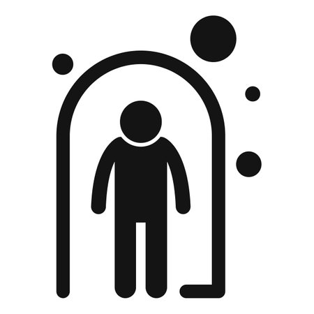 Graphic icon featuring an individual surrounded by a protective bubble or shieldのイラスト素材