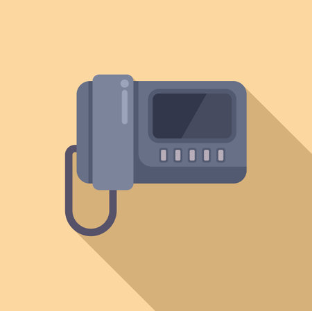 Flat design of a modern handheld video camera with screen, ideal for multimedia iconsのイラスト素材