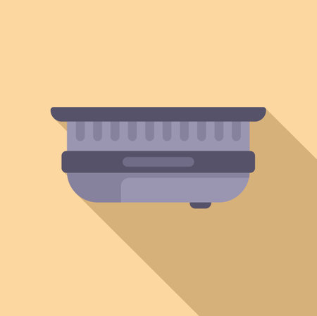 Flat design vector of a modern grey air purifier on a warm beige backgroundのイラスト素材