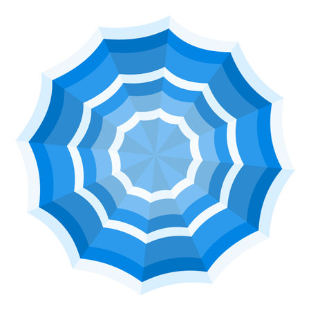 Vibrant vector art of a stylized blue umbrella with a geometric patternのイラスト素材