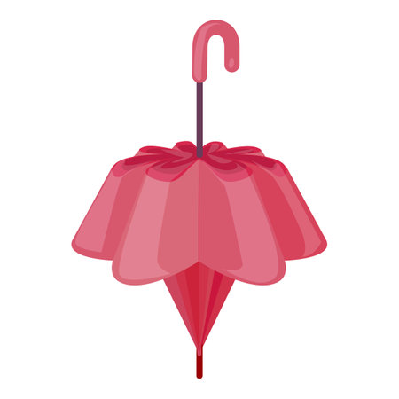 Vector illustration of a cute pink closed umbrella with a decorative bowのイラスト素材