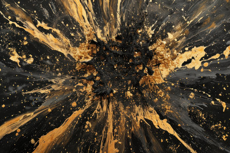Mysterious Black gold explosion party. Happy invitation. Generate Aiの素材