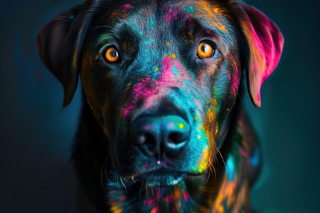 Playful Dog colorful art. Nature animal pet. Generate Aiの素材
