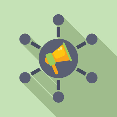 Iconic representation of digital marketing strategy with a megaphone and connection nodesのイラスト素材