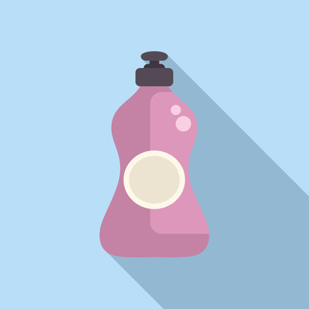 Clean, flat design of a pink liquid soap dispenser with shadow, ideal for hygienerelated contentのイラスト素材