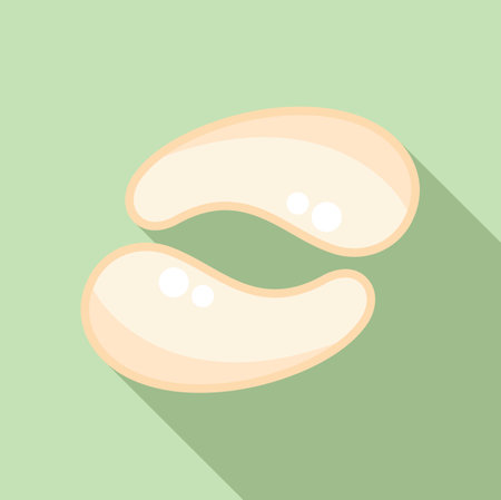 Minimalist illustration of cashew nuts with flat design and shadow, on a green backgroundのイラスト素材