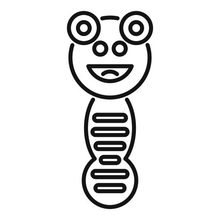 Simple black and white line drawing of a cheerful cartoon alien characterのイラスト素材