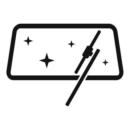 Vector icon representing a sparkling clean car windshield with a single wiperのイラスト素材