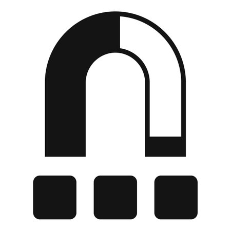 Simple vector illustration of a magnet icon in black and white, isolated on a white backgroundのイラスト素材