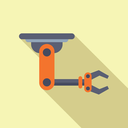 Colorful, flat design vector illustration of a robotic arm on a beige backgroundのイラスト素材