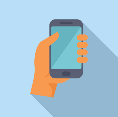 Hand is holding a smartphone in a side viewのイラスト素材