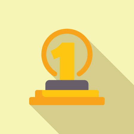 Golden trophy with the number one is standing on a podium, celebrating winningのイラスト素材