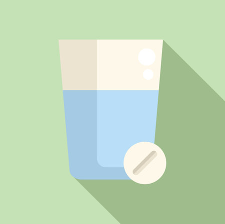 Simple representation of taking medication with water, promoting wellness and healthcareのイラスト素材