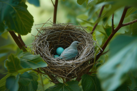 Resilient Bird jay nest natural. Summer garden. Generate Aiの素材