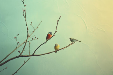 Chirpy Birds tree branch wildlife. Fauna wild. Generate Aiの素材