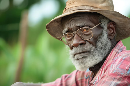 Timeless Black farmer portrait. Rural male. Generate Aiの素材