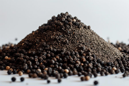 Fiery Black pepper pile. Aromatic leaf kitchen spicy pepper. Generate Aiの素材