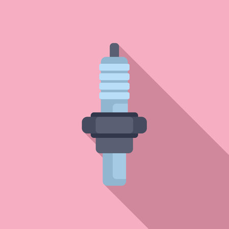 Flat design vector graphic of a car spark plug, isolated on a minimalist pastel pink backgroundのイラスト素材