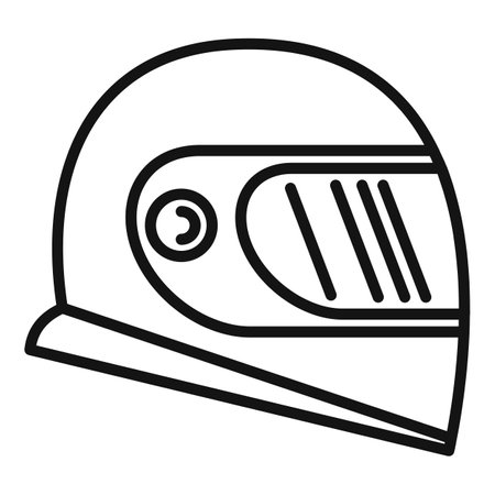 Black and white line art vector of a modern motorcycle helmetのイラスト素材