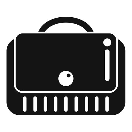 Simple and modern black briefcase vector icon illustration for business and travel with elegant design, suitable for professional, corporate, and office use, isolated on a white backgroundのイラスト素材