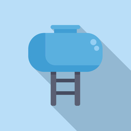 Cartoon water tank illustration with modern flat design and simple vector artwork depicting a blue storage containerのイラスト素材