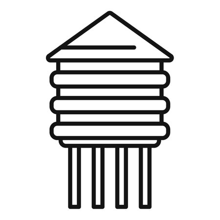Black and white line art icon representing a beehive, perfect for apiaryrelated designsのイラスト素材