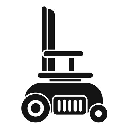 Black silhouette of an electric wheelchair, representing assistance for individuals with mobility impairmentsのイラスト素材