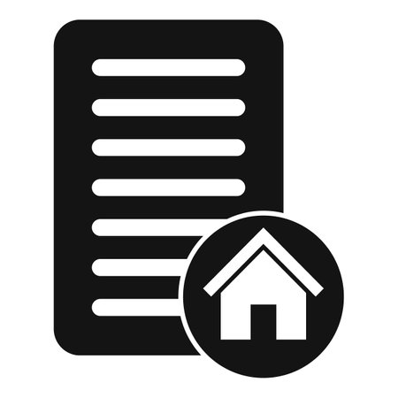 Black and white icon representing a real estate contract being signedのイラスト素材