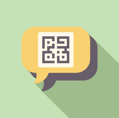 Yellow speech bubble containing a qr code, representing digital communication and online interactionのイラスト素材