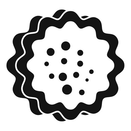Round cookie with chocolate chips baking icon in black simple style isolated on white backgroundのイラスト素材