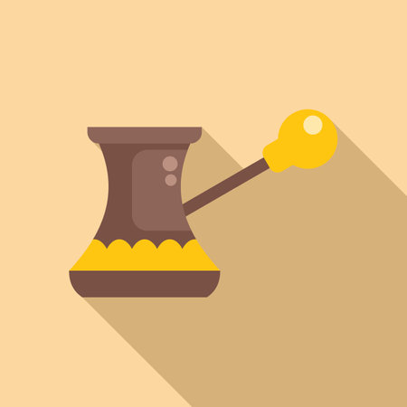 Traditional Turkish coffee pot brewing aromatic coffee on the stovetop, ready to be servedのイラスト素材