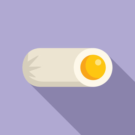 Sausage roll with yolk egg on purple background representing breakfast meal, protein diet and unhealthy foodのイラスト素材